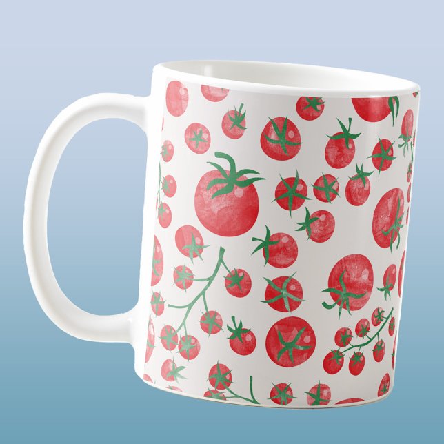 Caneca De Café Tomate Watercolor Mediterrâneo (Watercolor tomato pattern art coffee mug)