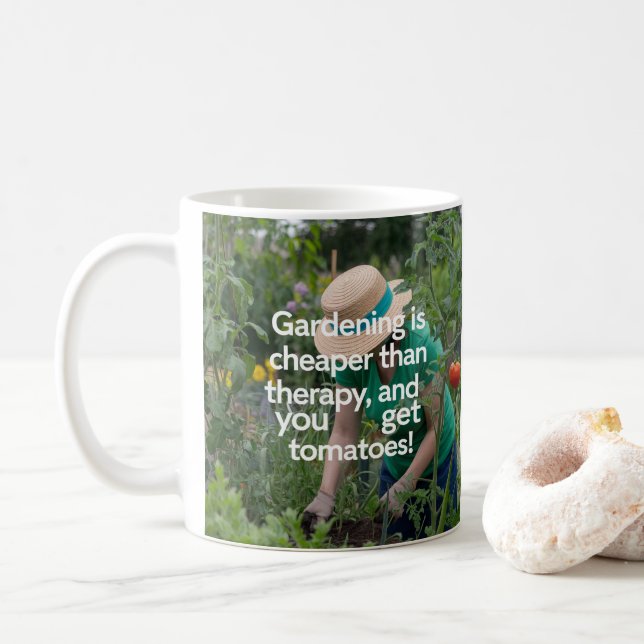 Caneca De Café Tomates Terapêuticos de Jardim Lover (Com Donut)