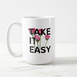 Caneca De Café Tome Calma Mug - Café Floral Motivador