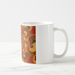 Caneca De Café Tons abstratos giratórios em laranja, marrom e ver