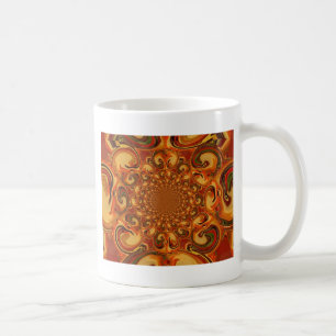Caneca De Café Tons abstratos giratórios em laranja, marrom e ver