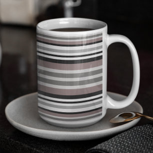 Caneca De Café Tons da Terra Elegante Padrão de Stripes da Savana