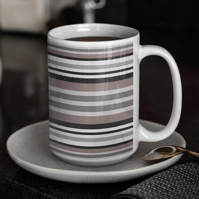 Caneca De Café Tons da Terra Elegante Padrão de Stripes da Savana (Criador carregado)