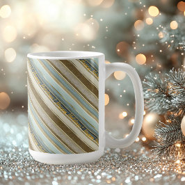 Caneca De Café Tons da Terra Padrão Dourado de Natal nº 28 ID1009