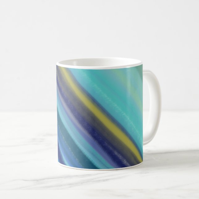Caneca De Café Tons de Azul do Oceano de Águas Profundas (Frente Esquerda)
