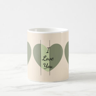 Caneca De Café Tons de Coração Verde