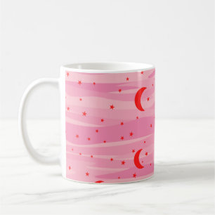 Caneca De Café Tons Rosa Night Sky - Lua e Estrelas