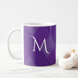 Caneca De Café Tons Simples de Roxo Inicial Única Fofa