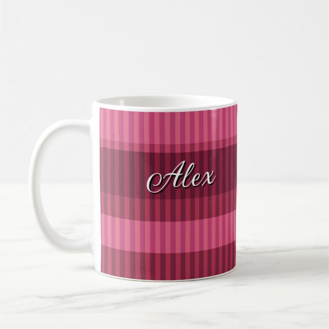 Caneca De Café Tonsalvas de coral vermelho padrão vertical listra (Esquerda)
