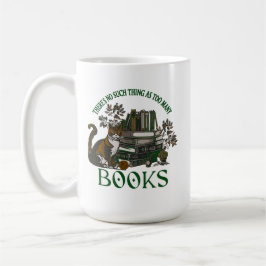 Caneca De Café Too Many Books Green Floral Academia Mug