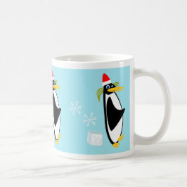 Caneca De Café Toon de Feriado de Pinguim Retro Bonito