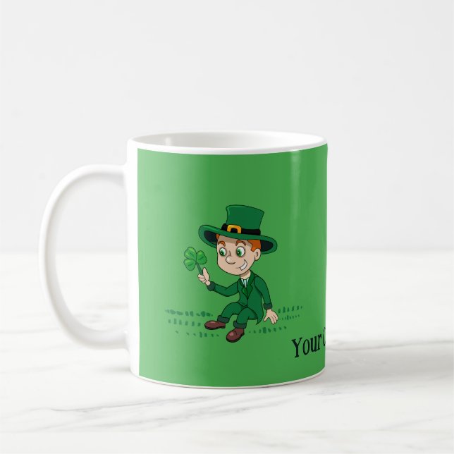 Caneca De Café Toon leprechaun bonito com shamrock e arco-íris (Esquerda)