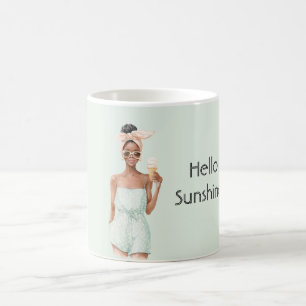 Caneca De Café Top Preto Feminino Menta Olá Sorvete Sunshine  