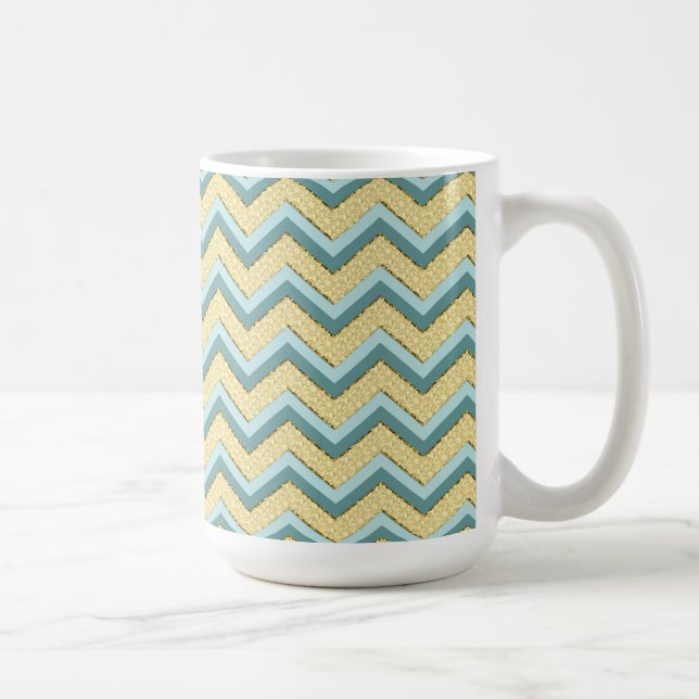 Caneca De Café Topaz Glitter Chevron Pattern (Direita)