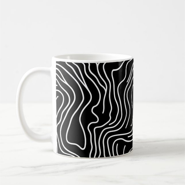 Caneca De Café Topographic Line Art in Black 🗺️ (Esquerda)