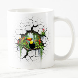 Caneca De Café Toque Colorido Olhando Através do Portal da Parede