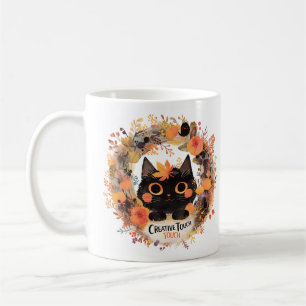Caneca De Café Toque Criativo – Gato em Coroa de Outono