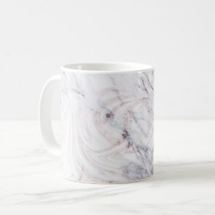 Caneca De Café Toque de Rosa Branco e Cinza Mármore Swirl Festa C
