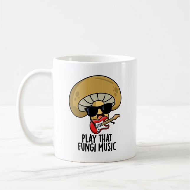 Caneca De Café Toque O Fungi Music Engraçado Mushroom Pun (Esquerda)