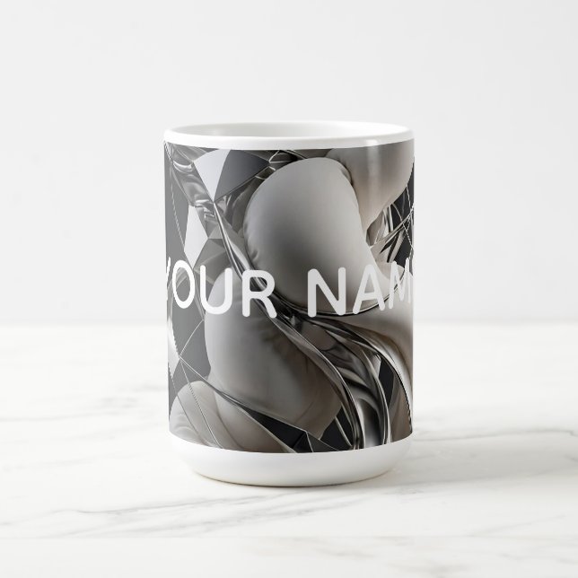Caneca De Café Torção Cromada Vertical - Abstrato 3D Premium (Centro)