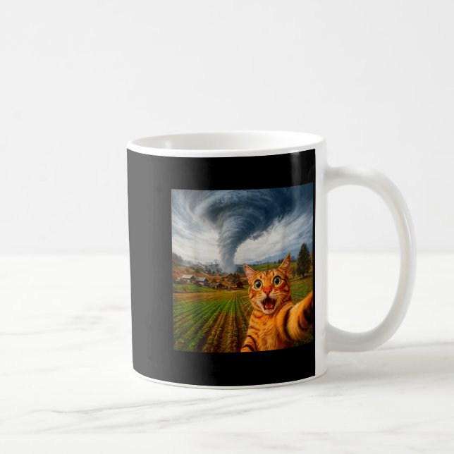 Caneca De Café Tornado de Meme de Selfie de Gato Engraçado (Direita)