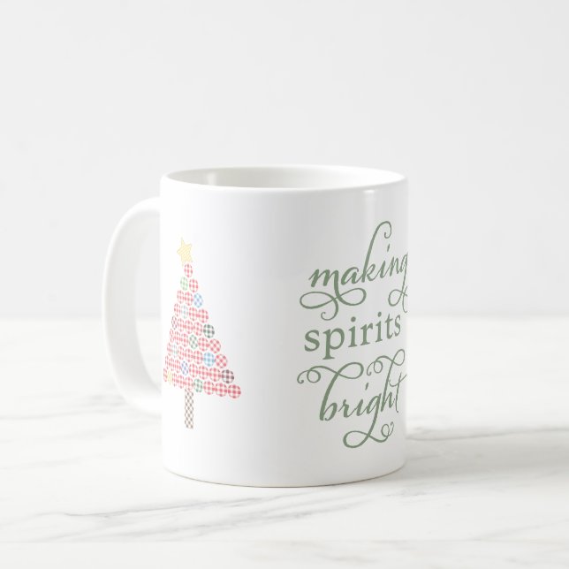 Caneca De Café Tornando os Espíritos Brilhantes Árvores de Natal  (Frente Esquerda)