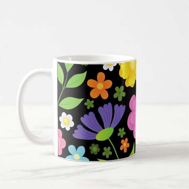 Caneca De Café Torne Coloridas Flores Positivas (Esquerda)