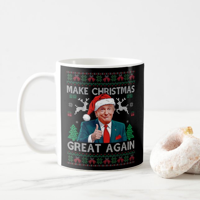 Caneca De Café Torne o Excelente de Natal Novamente Engraçado Tru (Com Donut)