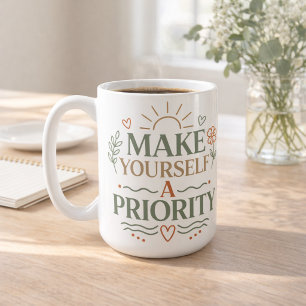 Caneca De Café Torne-se uma prioridade Projeto de Citação Botânic