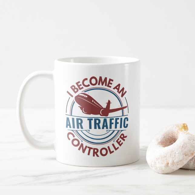 Caneca De Café Tornei-me Controlador de Tráfego Aéreo, Engraçadas (Com Donut)