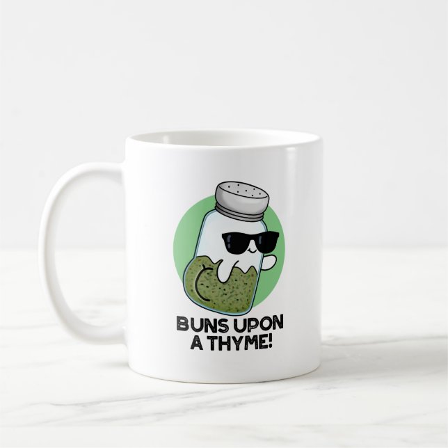 Caneca De Café Torneira Sobre Um Tyme Engraçado Herb (Esquerda)