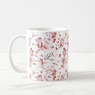 Caneca De Café Tornozelo Cupido Angels Vermelhos Toile Floral