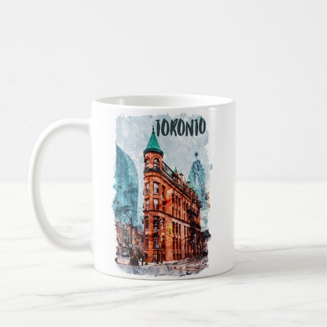 Caneca De Café Toronto Ontario Canada Viagem Watercolor (Esquerda)