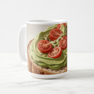 Caneca De Café Torrada de Abacate e Tomate Arte de Café da Manhã
