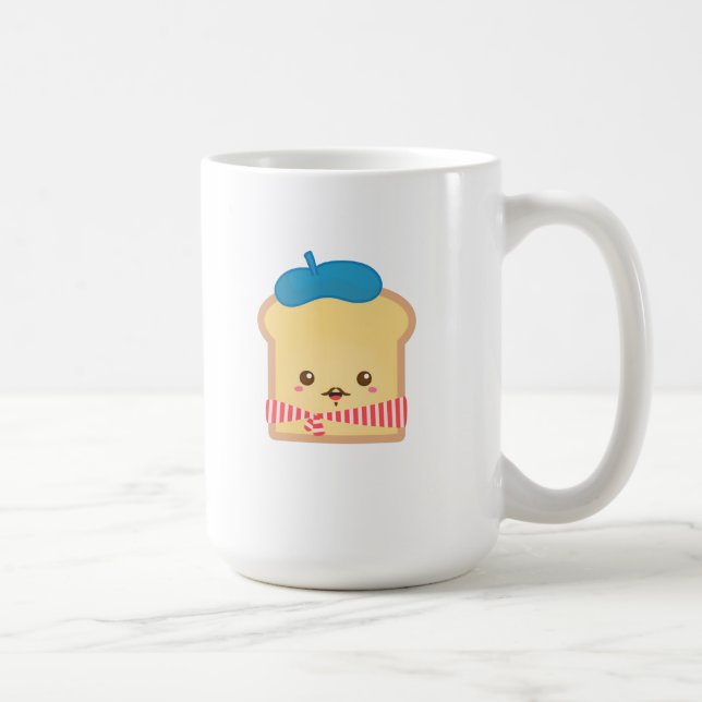 Caneca De Café torrada francesa fofa com boina azul (Direita)