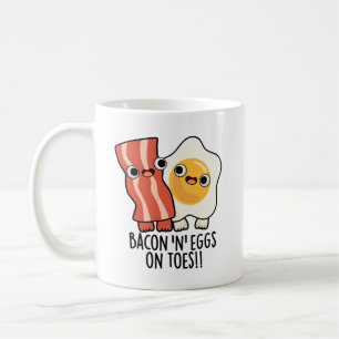 Caneca De Café Torradas Divertidas com Bacon e Ovos nos Dedos dos