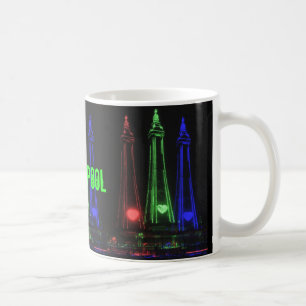 Caneca De Café Torre Blackpool Lindas Luzes Noturnas, Vermelho, V