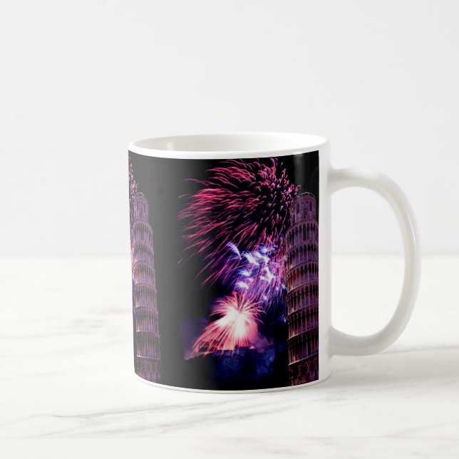 Caneca De Café Torre de Pisa Mug para iluminação de fogos de arti (Direita)