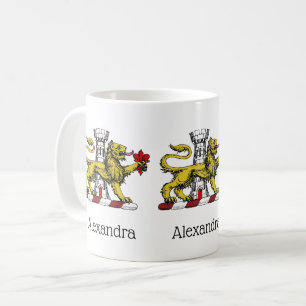 Caneca De Café Torre do Leão Emblema Flor de Lis Crista C
