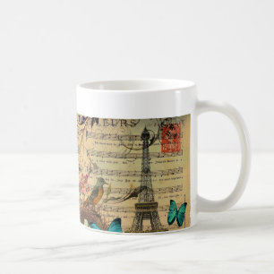 Caneca De Café Torre Eiffel azul de Paris do ninho do pássaro do