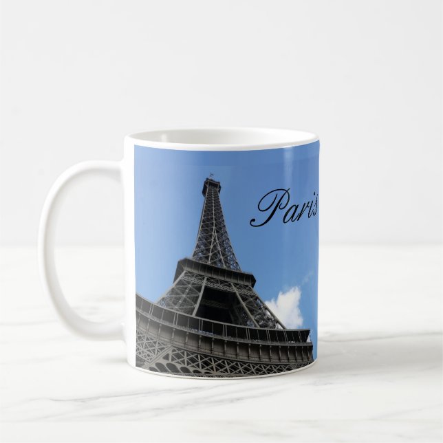 Caneca De Café Torre Eiffel, céu azul, Paris, França (Esquerda)