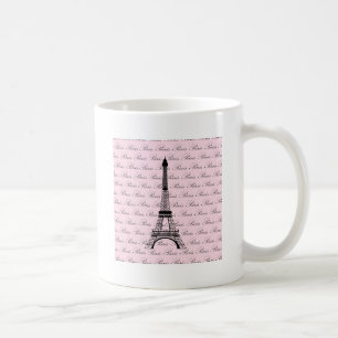 Caneca De Café Torre Eiffel cor-de-rosa e preta de Paris
