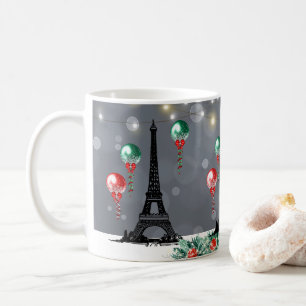 Caneca De Café Torre Eiffel de inverno, Balões de Natal à noite