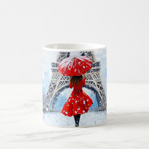 Caneca De Café Torre Eiffel de Paris Romance de Inverno Guarda-ch