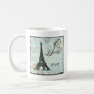 Caneca De Café Torre Eiffel e Rosas Rosa Paris
