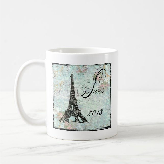 Caneca De Café Torre Eiffel e Rosas Rosa Paris (Esquerda)