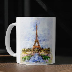 Caneca De Café Torre Eiffel em Paris durante o pôr do sol nr2