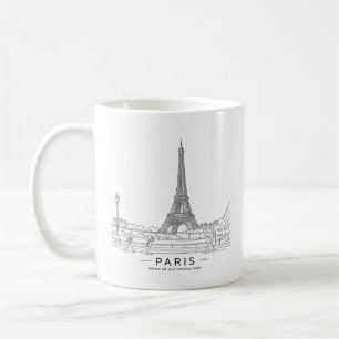 Caneca De Café Torre Eiffel Paris Arte de Linha Arquitetônica