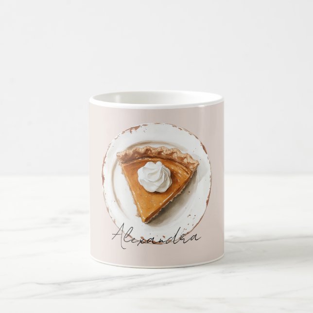 Caneca De Café Torta de Abóbora num Prato (Centro)