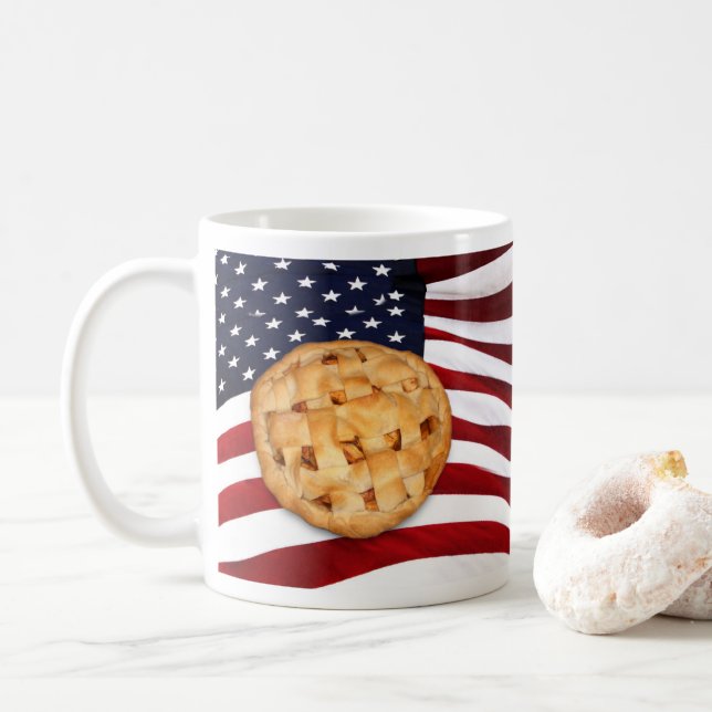 Caneca De Café Torta de Maçã com Bandeira Americana (Com Donut)